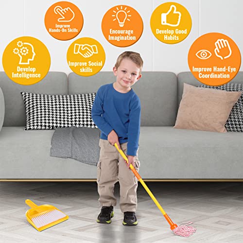 Midyb Kids Cleaning Set For Toddlers, 8 Piece Toy Cleaning Set Includes Broom, Mop, Brush, Dust Pan, Rag, Sponge, Scraper, Pretend Cleaning Toys Housekeeping Kit For Girls And Boys #TOP3