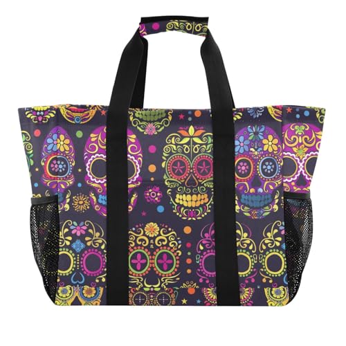 ALAZA Mushroom Green Leave Waterproof Beach Tote Bags