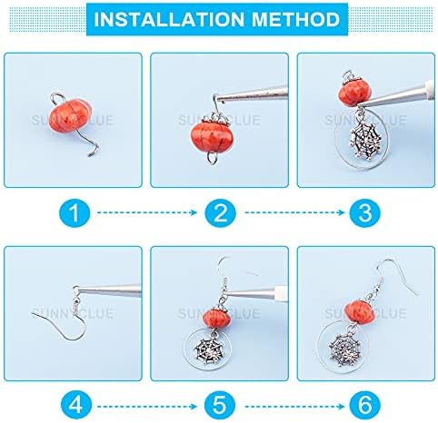 SUNNYCLUE 1 Box Make 10 Pairs Halloween Earrings Making Starter Kits Pumpkin Cobweb Spider Jewelry Dangles Charms Alloy Earring for Women Adults DIY Festival Earring Jewellery Making