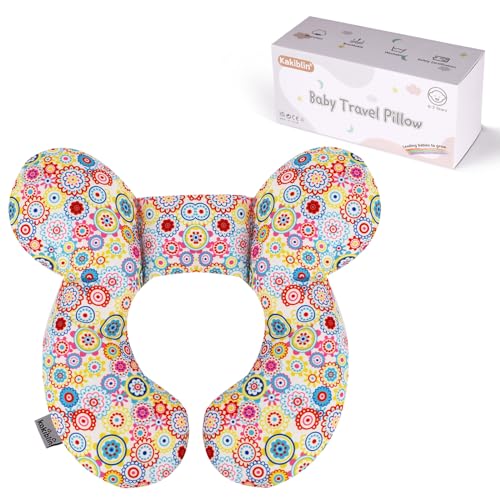 KAKIBLIN Baby Neck Pillow Upgraded Baby Support Pillow Baby Neck Support Pillow for Carseat Newborn Neck Support for Car Seat Pushchair Travel (Flower)