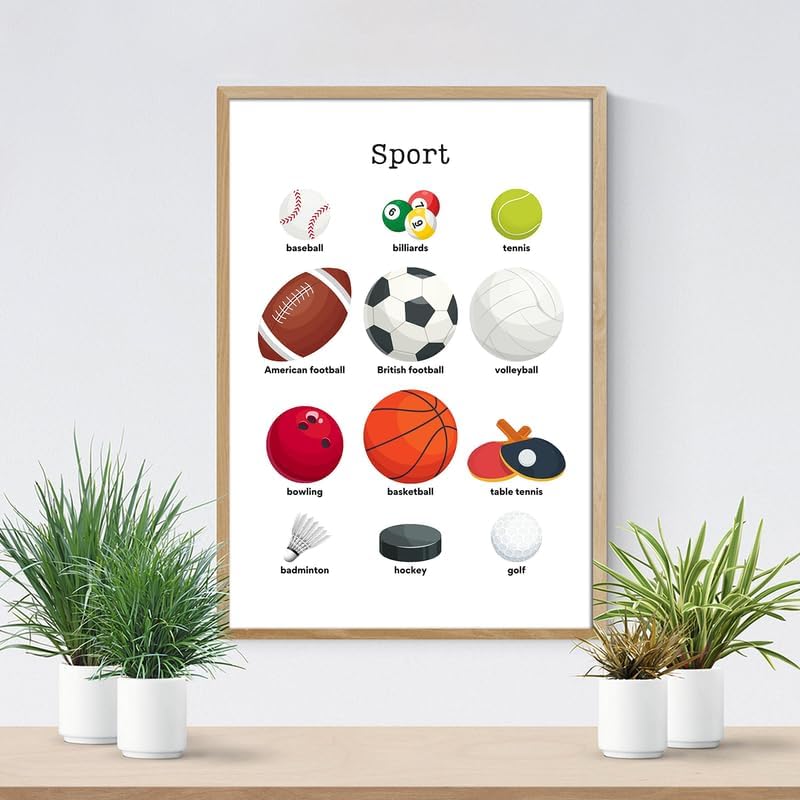 Sport Examples Chart Poster Educational For Gradeschool Homeschool Classoom 12 x 18 Inch