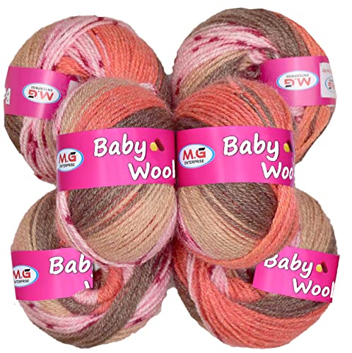 Image of M.G ENTERPRISE Premium Wool 100% Acrylic Wool Peach Blossom (14 pc) Baby Wool M /G Wool Ball Hand Knitting Wool /Art Craft Soft M /G Fingering Crochet Hook Yar of