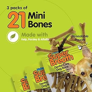 NATURALS Super Breath Dental Care Bones for Dogs – 21 Treats/Pack (3 Pack) – Dog Dental Treats for Small Dogs, Made in USA, Dog Dental Chews Help Reduce Plaque, Tartar Buildup & Freshens Breath