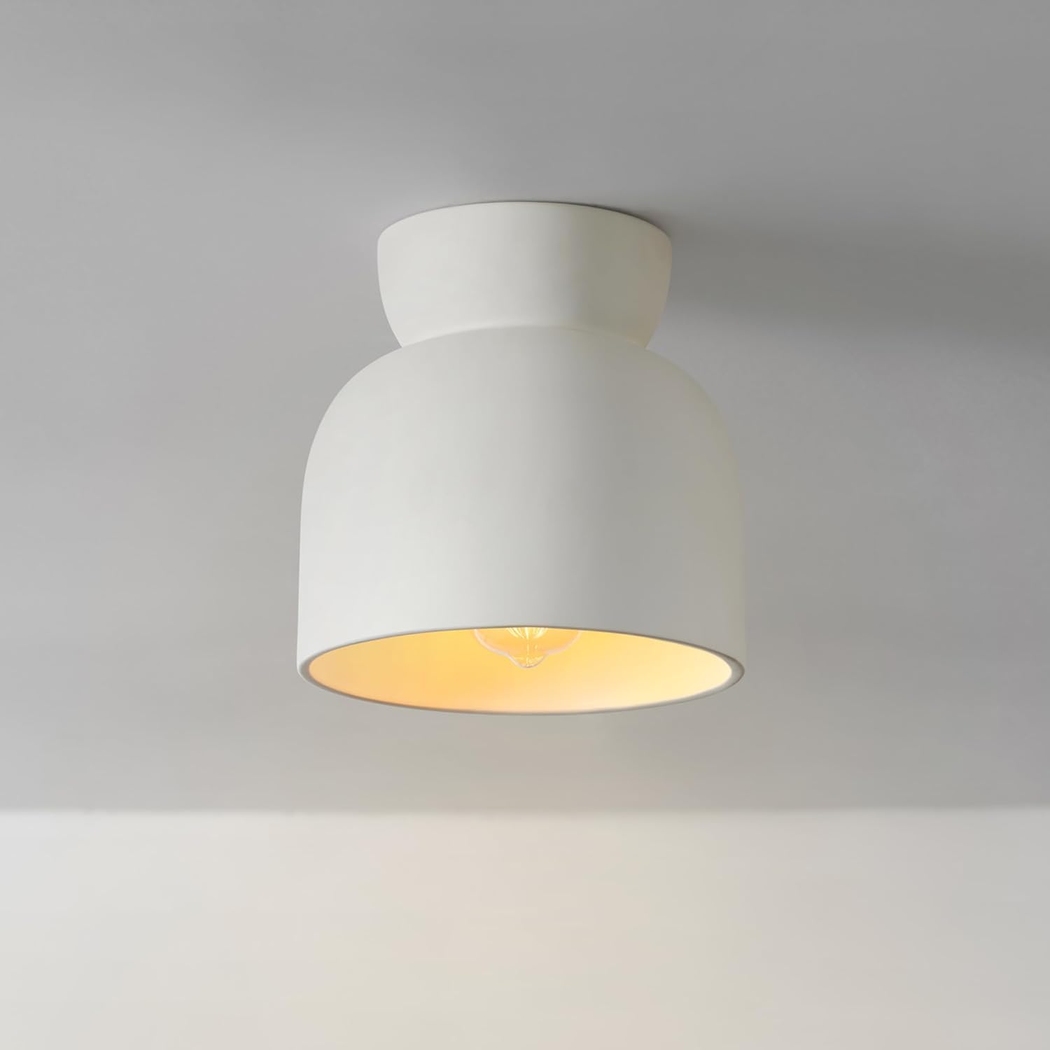 GLOBE Electric 66000149 1-Light Flush Mount Ceiling Light, Cannoli Cream, Ceramic Effect Shade, Kitchen, Home Improvement, Hallway, Front Door, Entry, Dimmable