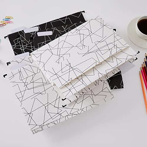 Y Yoma 6 Pack Extra Capacity Hanging File Folders With Pocket Letter Size Accordion Decorative File Folder Cute Colored Expandable Folder For Office Home With 1/5-Cut Adjustable Tabs, Black & White #TOP7