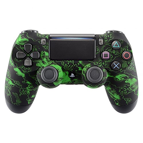 eXtremeRate Green Viral Infection Soft Touch Faceplate Cover for PS4 Slim Pro Controller, Custom Front Housing Shell for Playstation 4 Controller JDM-040 JDM-050 JDM-055 - Controller NOT Included