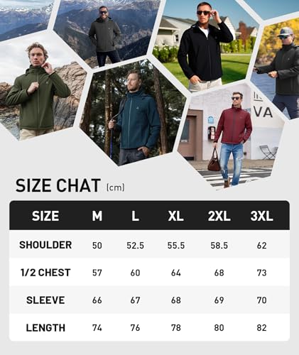 SwissWell Chaqueta Hombre Softshell de Senderismo Hombre Exteriores Multifuncional Cortaviento Impermeables Invierno Chaquetas Cálida con Capucha con Bolsillos para Marcha Acampada Gris 3XL - imagen 6
