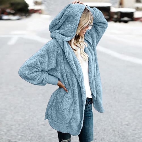 Ceboyel Womens Fleece Teddy Coats 2023 Trendy Hooded Winter Jacket Shaggy Faux Sherpa Cardigans Fashion Warm Clothes2