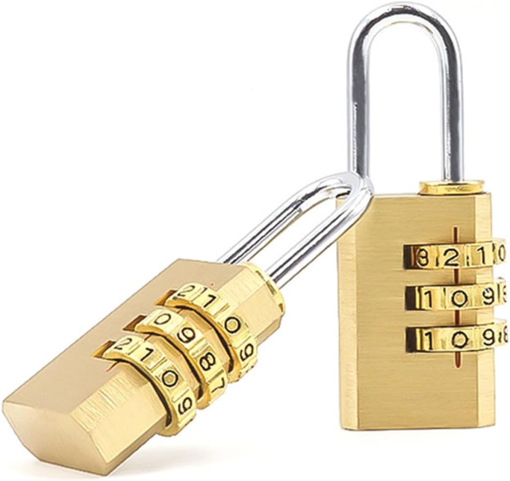 Operitacx 2pcs Zinc Alloy Digital Hanging Padlocks Portable Combination Locks for Suitcases Luggage Backpacks Brass Color Travel Security Locks for Cabinets
