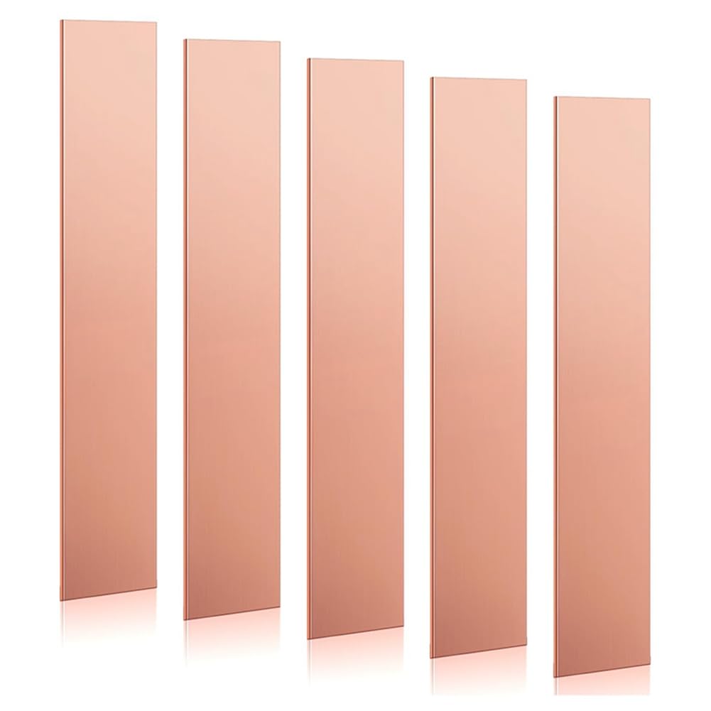 IJSDNVJNDX Copper Electrode Strip(0.04" X 1" X 6") 5-Pack of 99.995% Pure Copper Anode Sheets for Plating and Electroplating