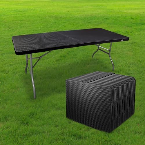 Table Pliante Jardin 180cm Effet Polyrotin - Pour 8 Personnes - Pliable 90cm - Transport Facile