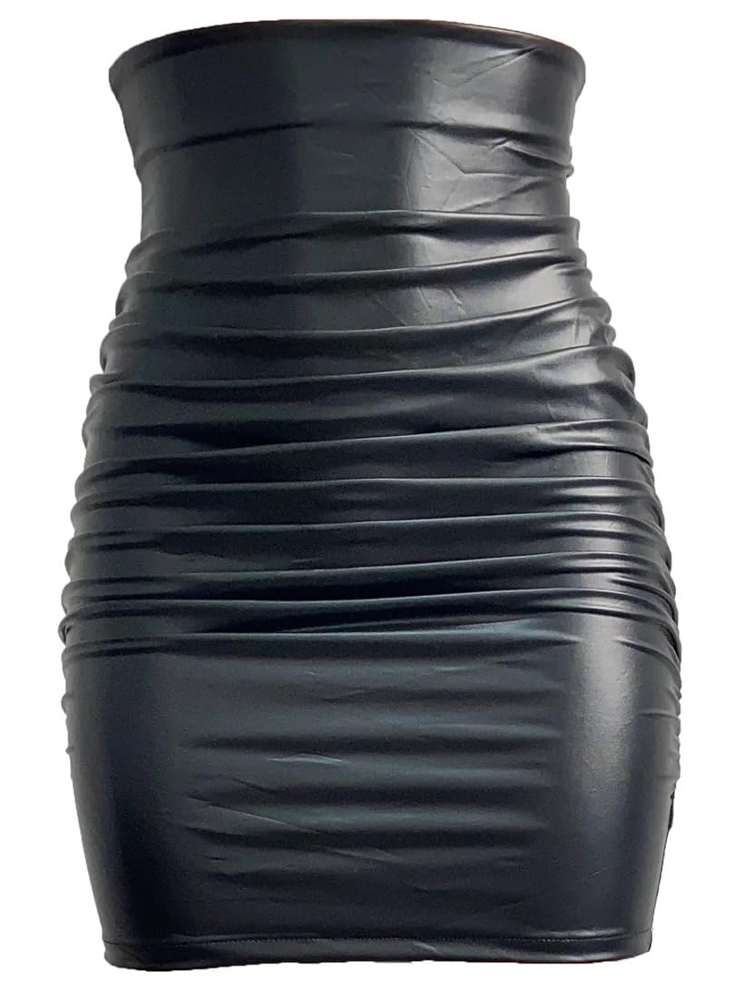 Kelsiop Minigonna da donna in pelle sintetica, a vita alta, aderente, in finta pelle, per feste