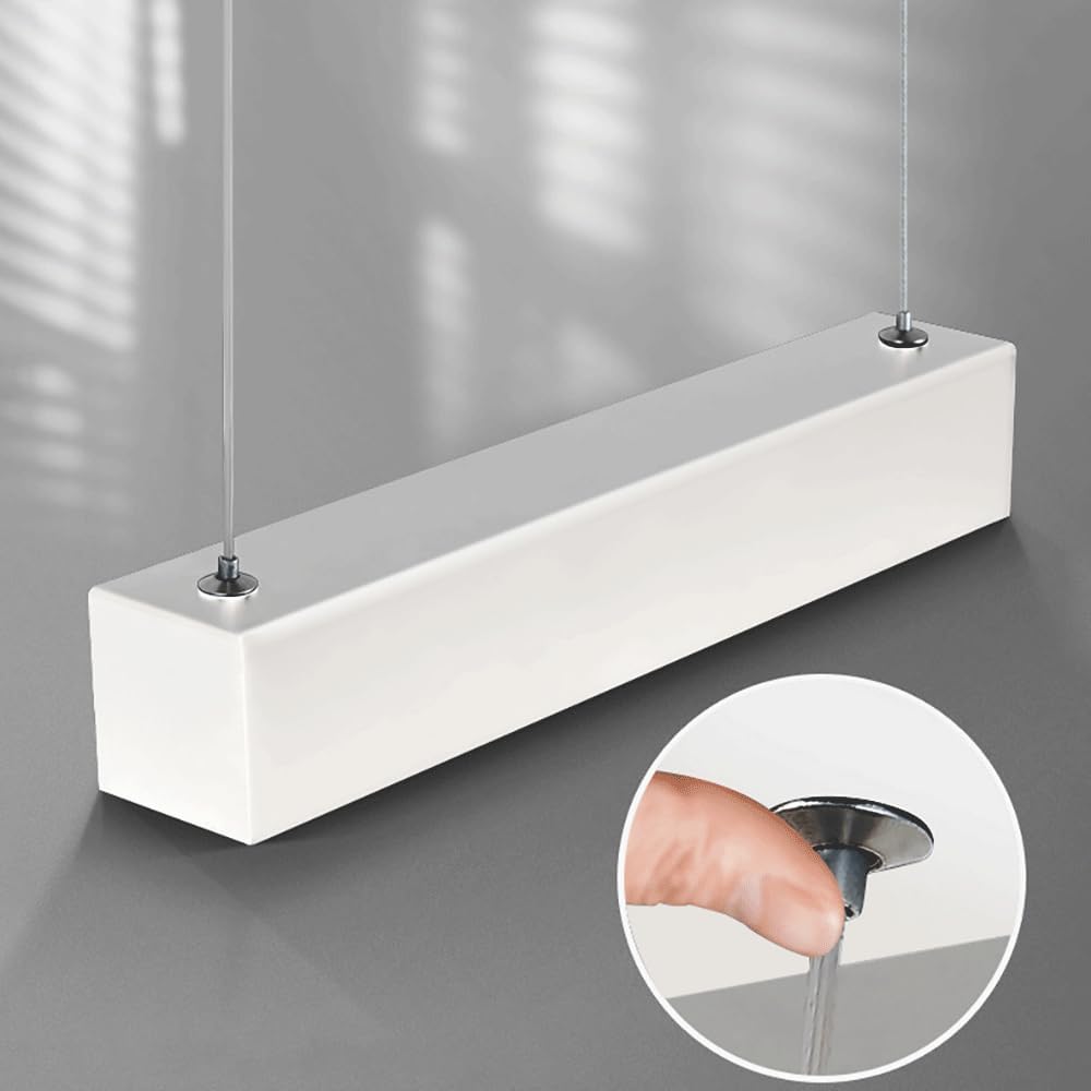 Kitchen Island Pendant Lights, Linear White Wrought Iron Chandeliers with Acrylic Shade, Modern Dimmable LED Dining Room Long Hanging Lighting Fixture, Strip Living Room Pendent Lamps