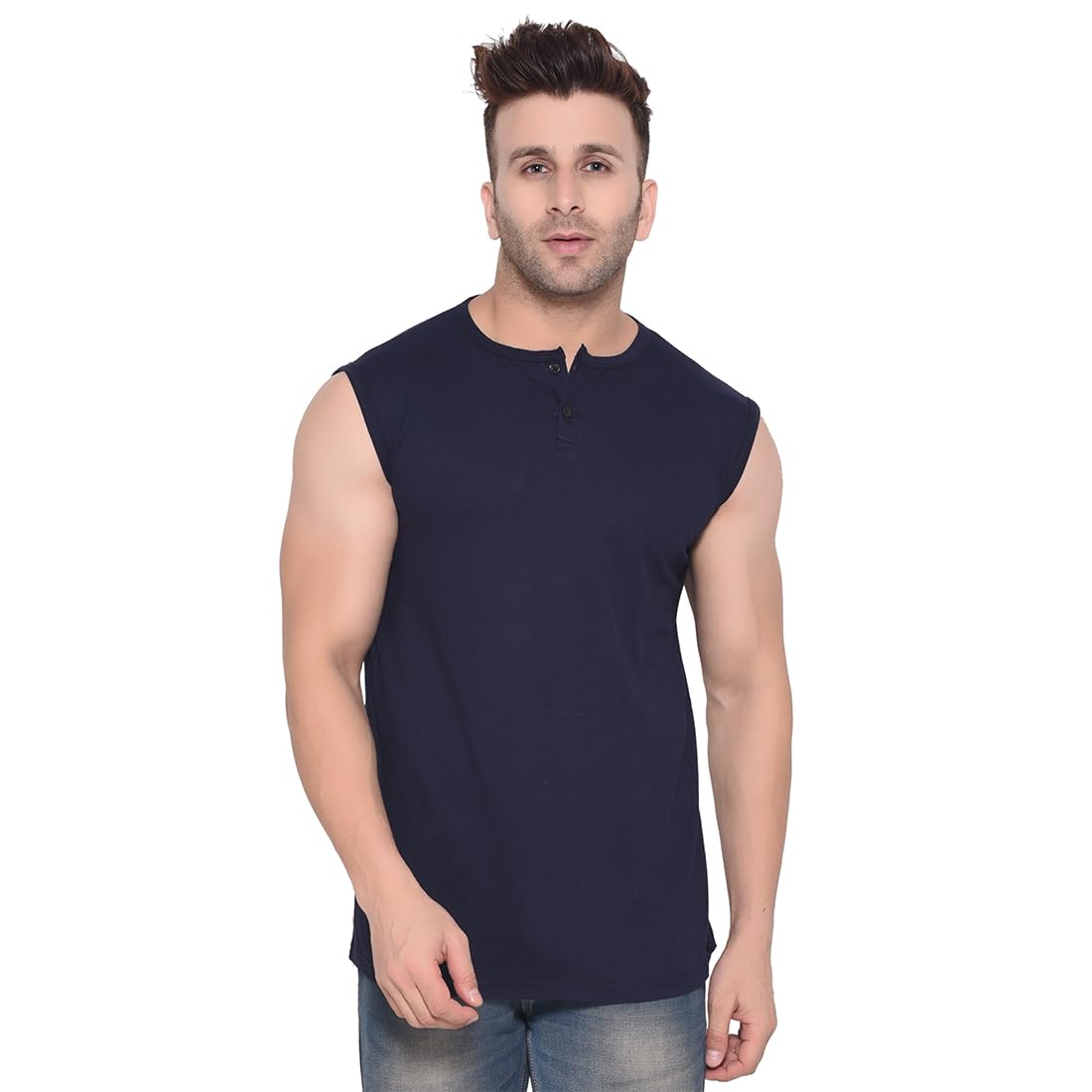 tfurnish Casual Sleeveless Henley Men's T-Shirt-picture-42