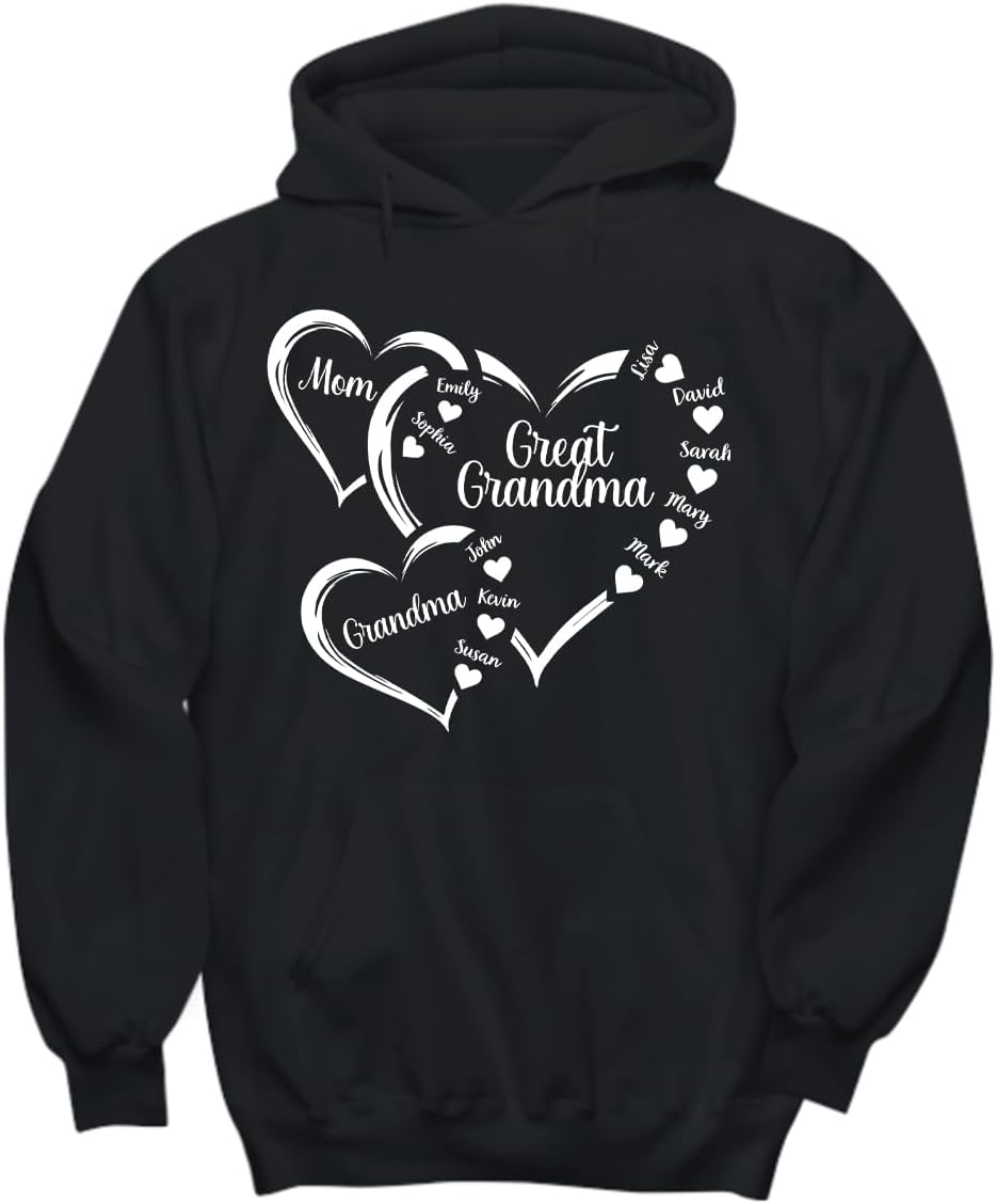 PT15 Personalized Great Grandma Heart Sweatshirt, Mom, Great Grandma and Grandkids Heart Christmas - Image 5