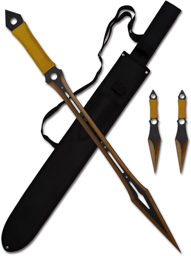 27" Exclusive Ninja Machete Sword w/Two 7 1/2" Throwing Knives