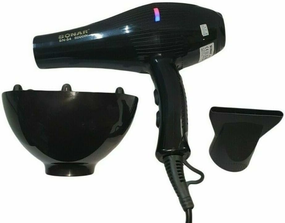 SQUADO Professionele haardroger 5000 W met 3 temperatuurniveaus, 2 snelheden, cool-shot-functie en 2 accessoires meegeleverd