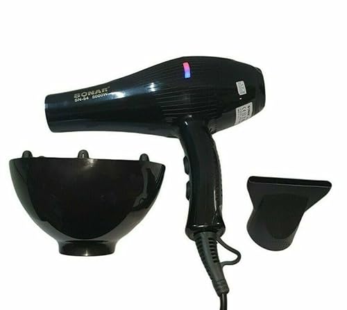 SQUADO Asciugacapelli Professionale 5000W con 3 Livelli di Temperatura, 2 Velocità, Funzione Cool Shot e 2 Accessori Inclusi