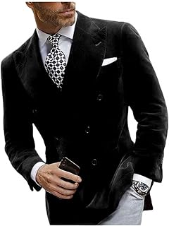 Mens Double Breasted Velvet Blazer Peak Lapel Dinner Jacket for Men Prom Party Coat