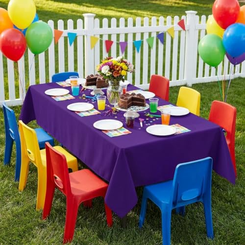 Image of sancua Rectangle Tablecloth for 6 Foot Tables, 54x108 Inch, Purple