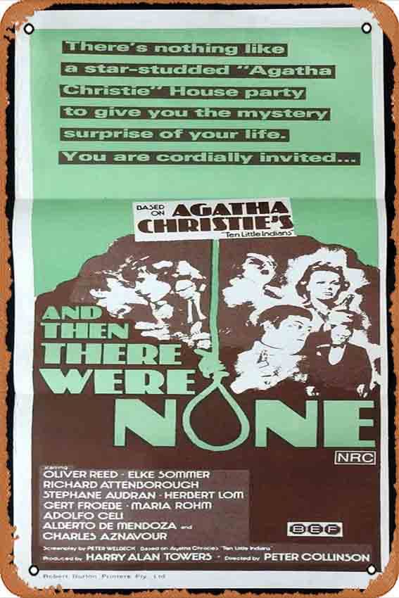 Zuhhgii AND THEN THERE WERE NONE Original Daybill Movie poster Agatha Christie Movie Poster,Metal Tin Sign,Vintage Style Classic Old Film Poster Wall Ornament Coffee Bar Restaurant Man Cave Wall