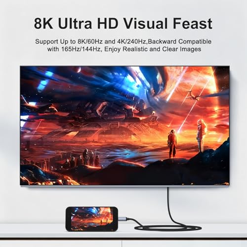 Image of Tobfit USB C to DisplayPort Cable (4K@60Hz, 2K@165Hz), Premium High-Speed Thunderbolt 3 /4 to DP Cable - Compatible with iPhone 15 Pro Max, MacBook, iPad, Samsung Galaxy & More