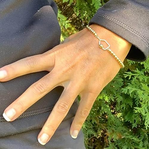 Pickleball Beaded Stretch Bracelet – Gold Tone Adjustable Sports Jewelry for Pickleball Fans and Players – 6.25 Inch4