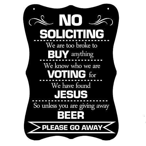 Calien No Soliciting Sign for House Door Office Business 12'' X 8'' Funny Hanging No Soliciting Signs