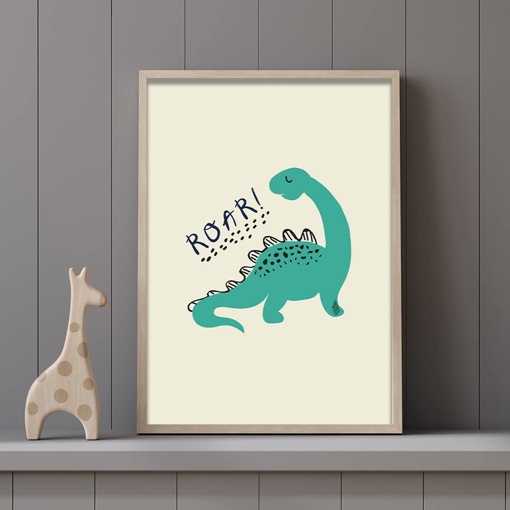 MeinBaby123 Póster de dinosaurio para habitación infantil, juego de 3 dinosaurios, DIN A4, imágenes para habitación infantil, imágenes decorativas de dinosaurio, decoración para habitación de bebé