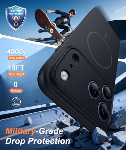 Image of FNTCASE for iPhone 17 Pro Max Case: [Compatible with Magsafe] Solid Black Matte 17 Promax Magnetic Phone Cover with [Full Camera Protection] [Screen Protector] Military Grade Shockproof Protective
