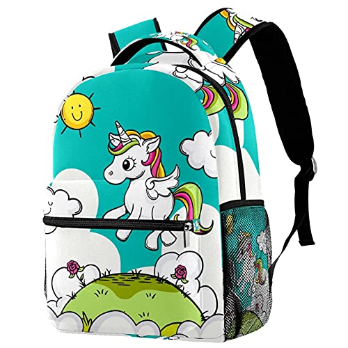 Sac à dos de voyage licorne verte pour les sorties scolaires et vacances