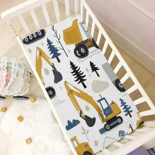Image of Caikeny Fitted Crib Sheet for Boys Girls Truck Tractor Baby Crib Sheets Bassinet Sheets Crib Mattress Bed Sheets for Toddler Newborn Infant 27 x 39 in