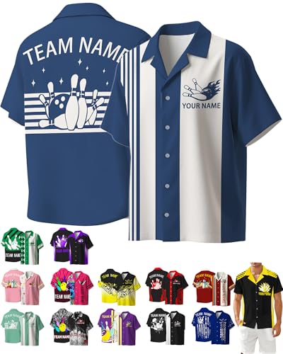 Custom Bowling Shirts Customized Unisex Short Sleeve Button Down Casual Shirt Personalized Name Jersey for Men