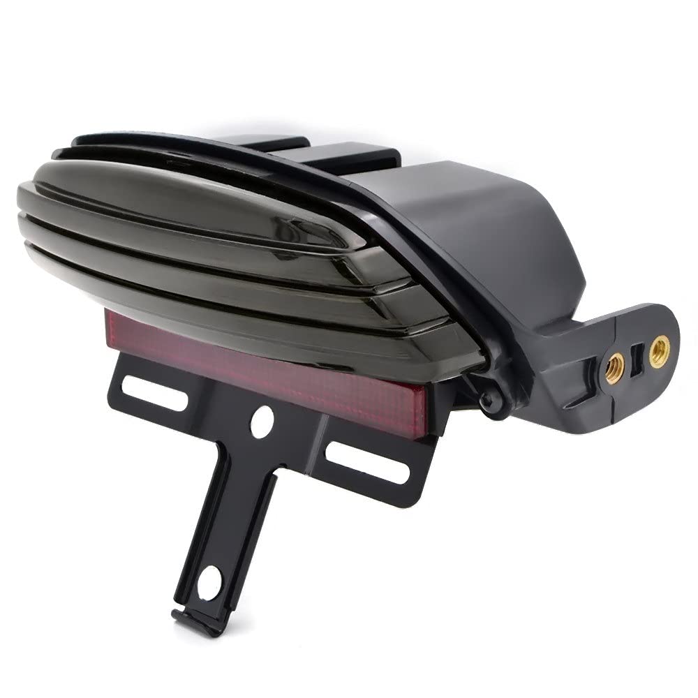 Heckleuchten Motorrad-Tri-bar-Heckfender-Rücklicht für Dyna Fat Bob Softail FXST FXSTB FXSTC FXSTS FXSB 2006 - Später (Farbe : Smoke)