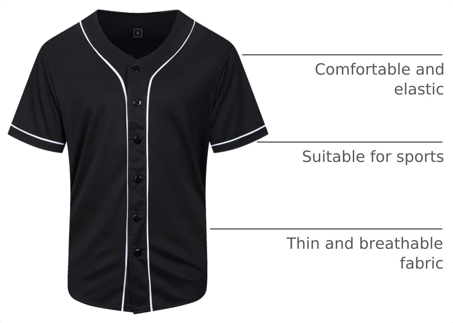 KUAIPAO Blank Baseball Jersey,Short Sleeve Plain Jersey Shirt,Sports Uniform for Men Women(White, Black, Red,Blue,S-3XL)