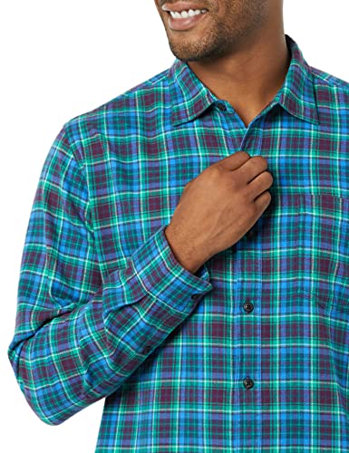 Image of Amazon Essentials Men's Regular Fit Long-Sleeve Flannel Shirt, Soft Brushed Cotton, Lightweight yet Warm