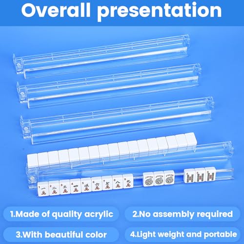 Suncle 4PCS Mahjong Racks with Pushers,Clear Acrylic American Majiang Tile Racks,Imports Modern Mahjong Racks with Built-in Pushers by Suncle - Image 5