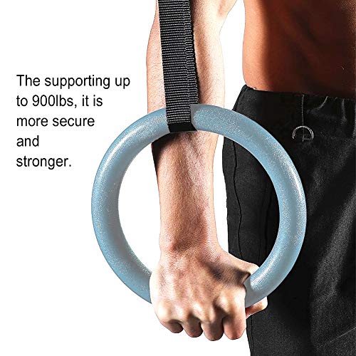 image for ZIBY Gymnastic Rings Rings with Adjustable Straps (Set of 2), Metal Bu