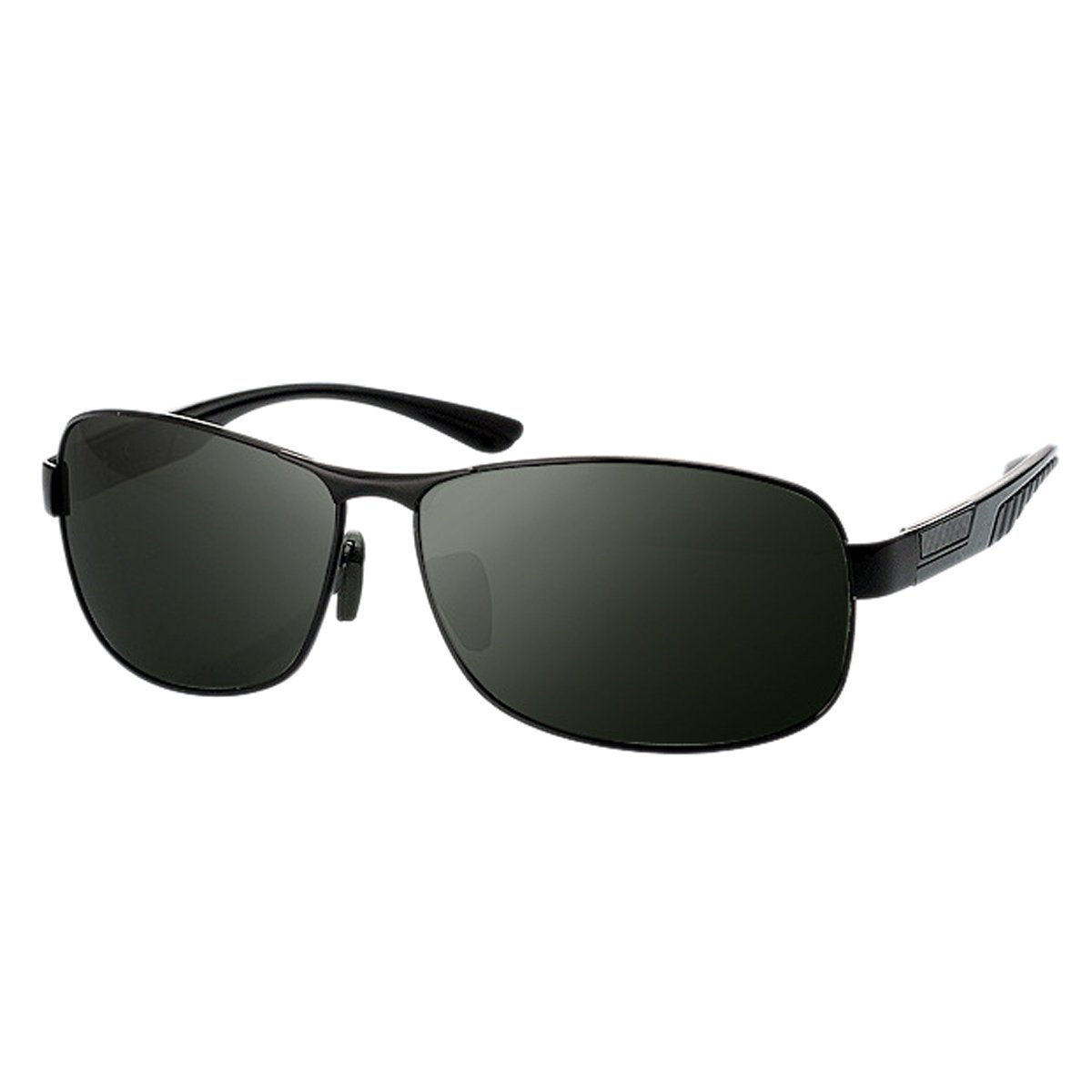 Fashion Gafas de sol para Hombres de moda deporte sunglasses anti-UV400 Caballero Conducir Piloto Guapo con Cristales Polarizados - Montura negra Cristal negro - con estuche y bolsa