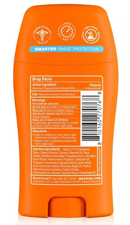 Carpe Women's 100HR Sweat & Odor Control Antiperspirant Deodorant - Fresh Powder - 1.76oz: Paraben-Free, Vegan, Cream