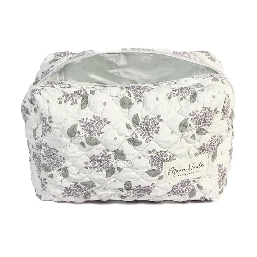 Moon Nude Quilted Travel Makeup Bag – Large Capacity Cosmetic