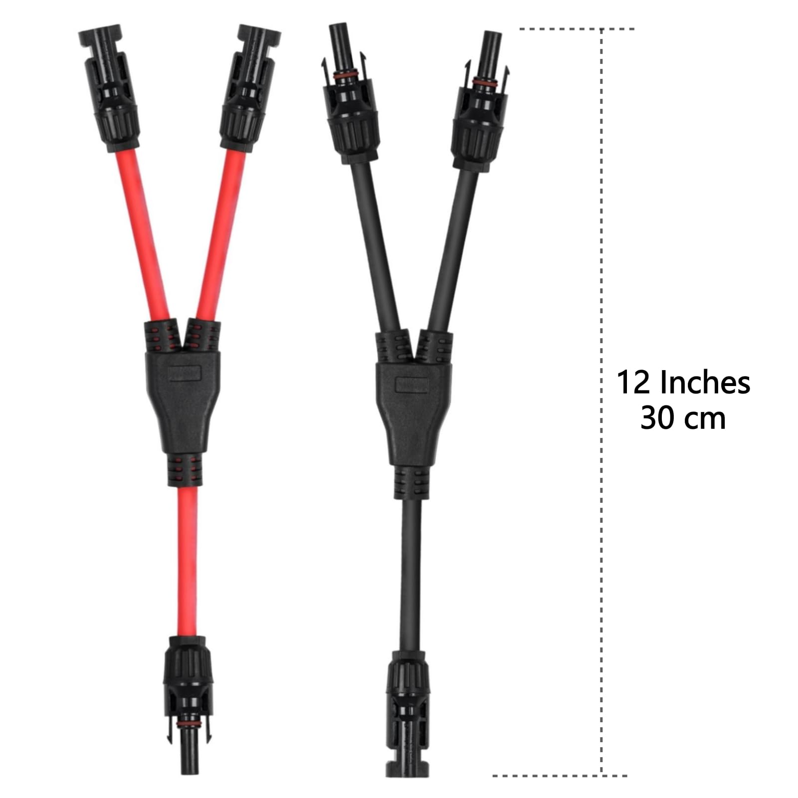 Conectores solares Y adaptador paralelo de rama 10AWG cable para panel solar (rojo y negro)