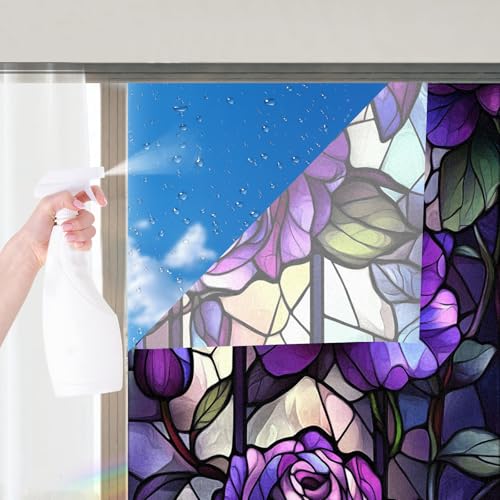 Image of Nuxovilar Gothic Halloween Dark Purple Rose Window Film 17.5x39.3 PVC