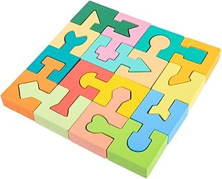 HONMEET 1 Conjunto De Blocos De Construção Quebra-Cabeça Brinquedo Cérebro Crianças Quebra-Cabeça Brinquedo De Madeira Brinquedo Educacional Forma De Madeira Quebra-Cabeça Arte