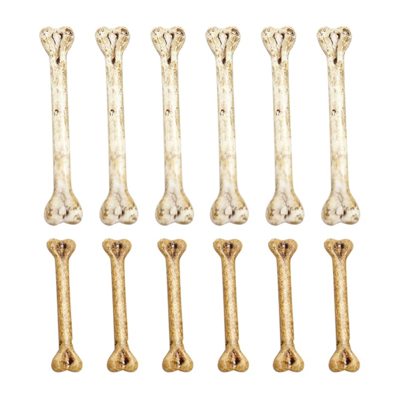 SOLUSTRE 12 Pcs Mini Fake Small Bones, Realistic Plastic Bone Ornaments with Holes for Halloween Decorations, Diy Craft Charms, Party Supplies, Educational Toys