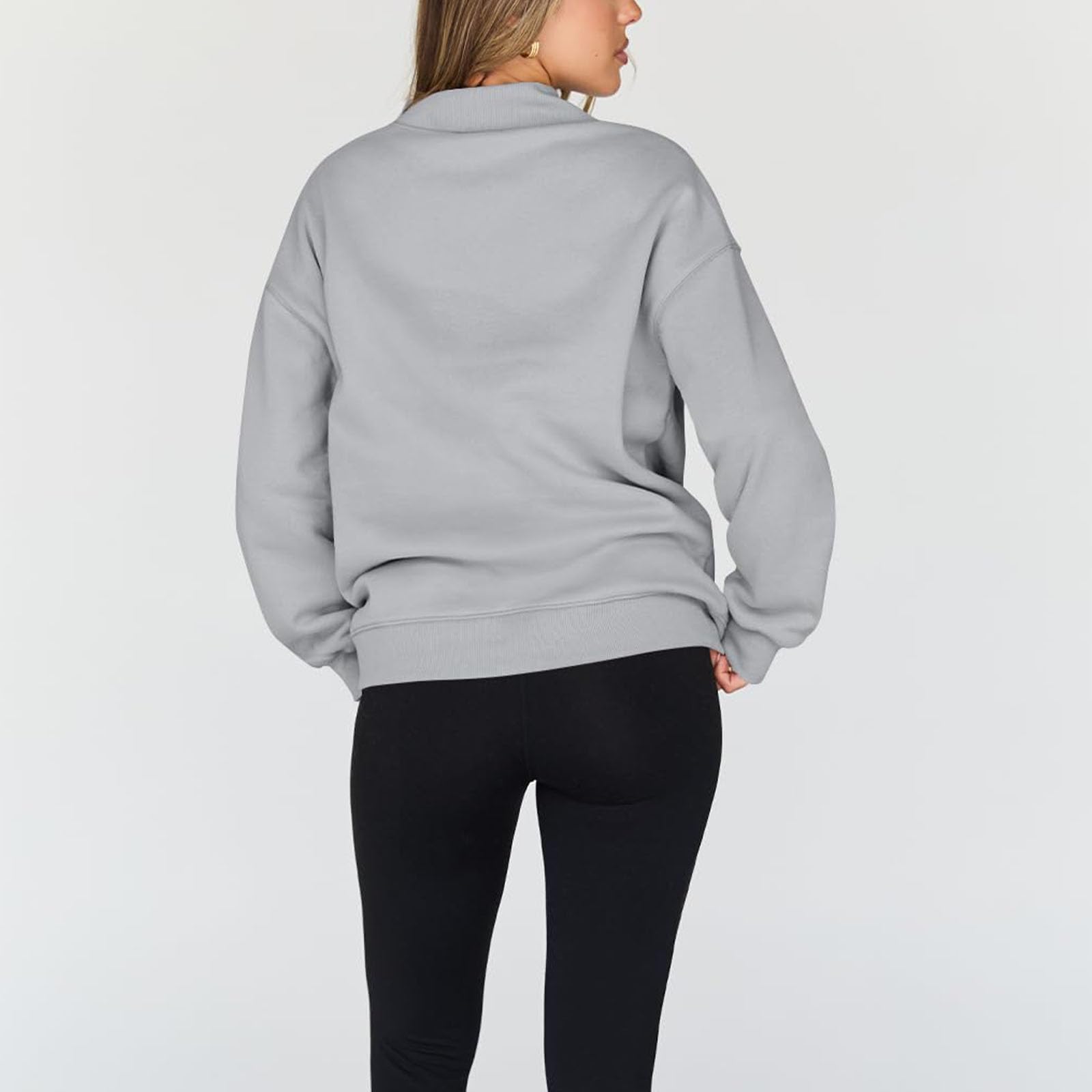 Jesienna bluza damska Oversize i lekka bluza z golfem (czarna, XL)
