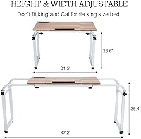 Vista 2 de Cocoarm Mesa de cama con ruedas, escritorio móvil para laptop, marco ajustable en altura y longitud, hospital y uso doméstico
