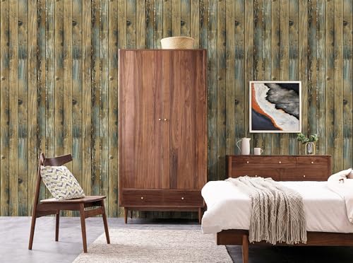 ICYEHAO Selbstklebende Tapete Holzoptik, 44.5 x 500 cm Holz Klebefolie Vintage Tapete Holzstreifen Holztapete Klebefolie Möbel Möbelfolie… – Ansicht 2