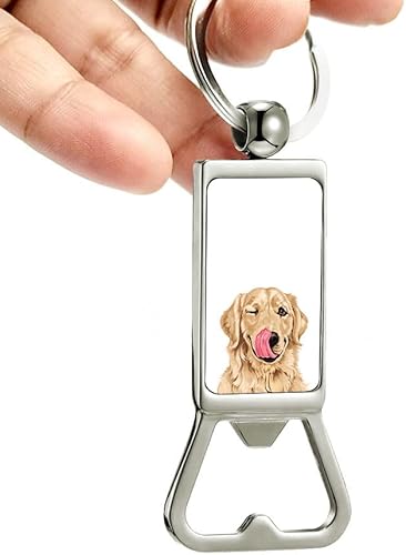 Miniatura 4 de WIRESTER Llavero de metal para abridor de botellas, llavero para cocina, bar, restaurante, fácil de llevar, lindo perro perdiguero dorado guiño