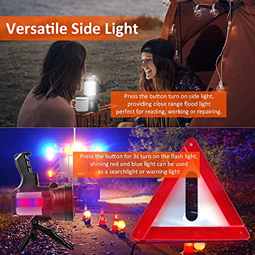Samyoung Spotlight 120000 Lumen Super Bright, 10000 Mah 30 Hours Led Rechargeable Flashlights, Ip65 Waterproof Rechargeable Spotlight Come With Collapsible Tripod & Strip For Hunting Boat Camping #TOP3